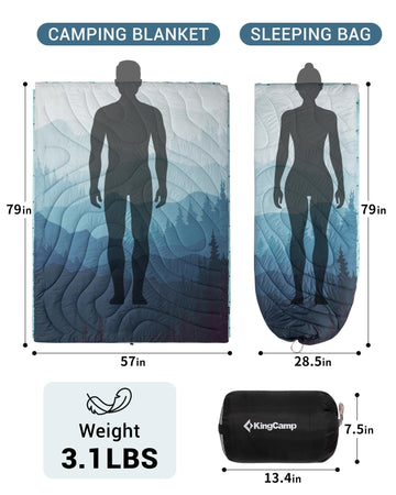 KingCamp blanket wearable-shawl in use for hands-free warmth outdoors