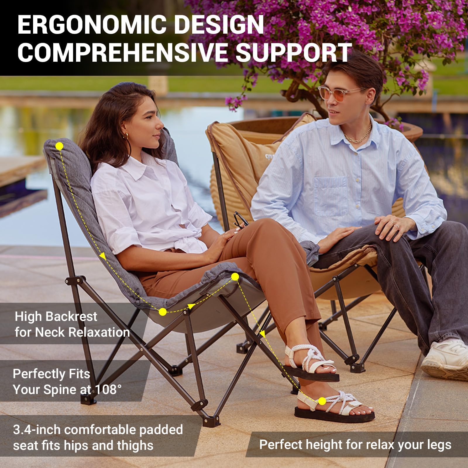 KingCamp versatile indoor-outdoor lounge chair for patio, bedroom, or dorm.