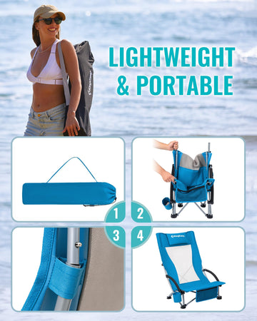 KingCamp Low Beach Chair breathable mesh back for cooling airflow.