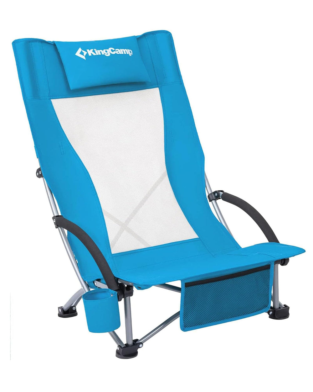 KingCamp Low Beach Chair folded compact, easy transport for beach trips.