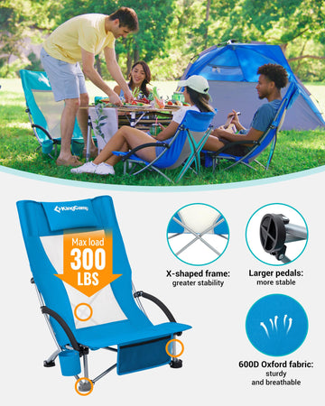 KingCamp Low Beach Chairs carry bag keeps gear organized and portable.