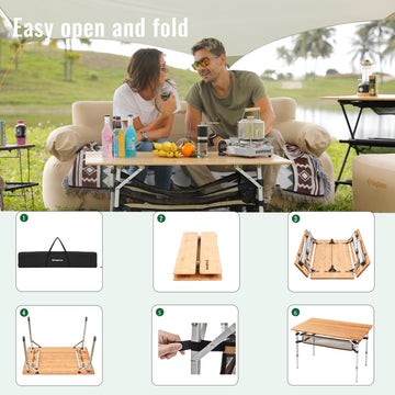 KingCamp outdoor-dining-setup shows how the table supports meals at beach or tailgate.