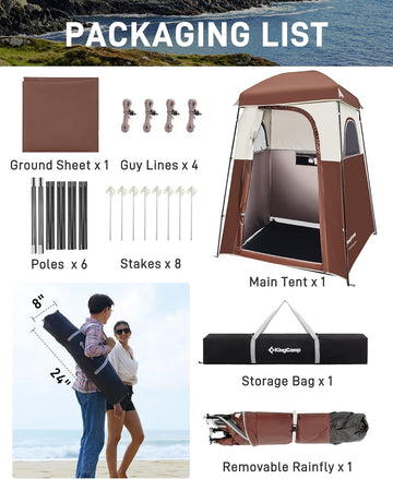 KingCamp oversize privacy shower tent clothesline is handy for drying towels