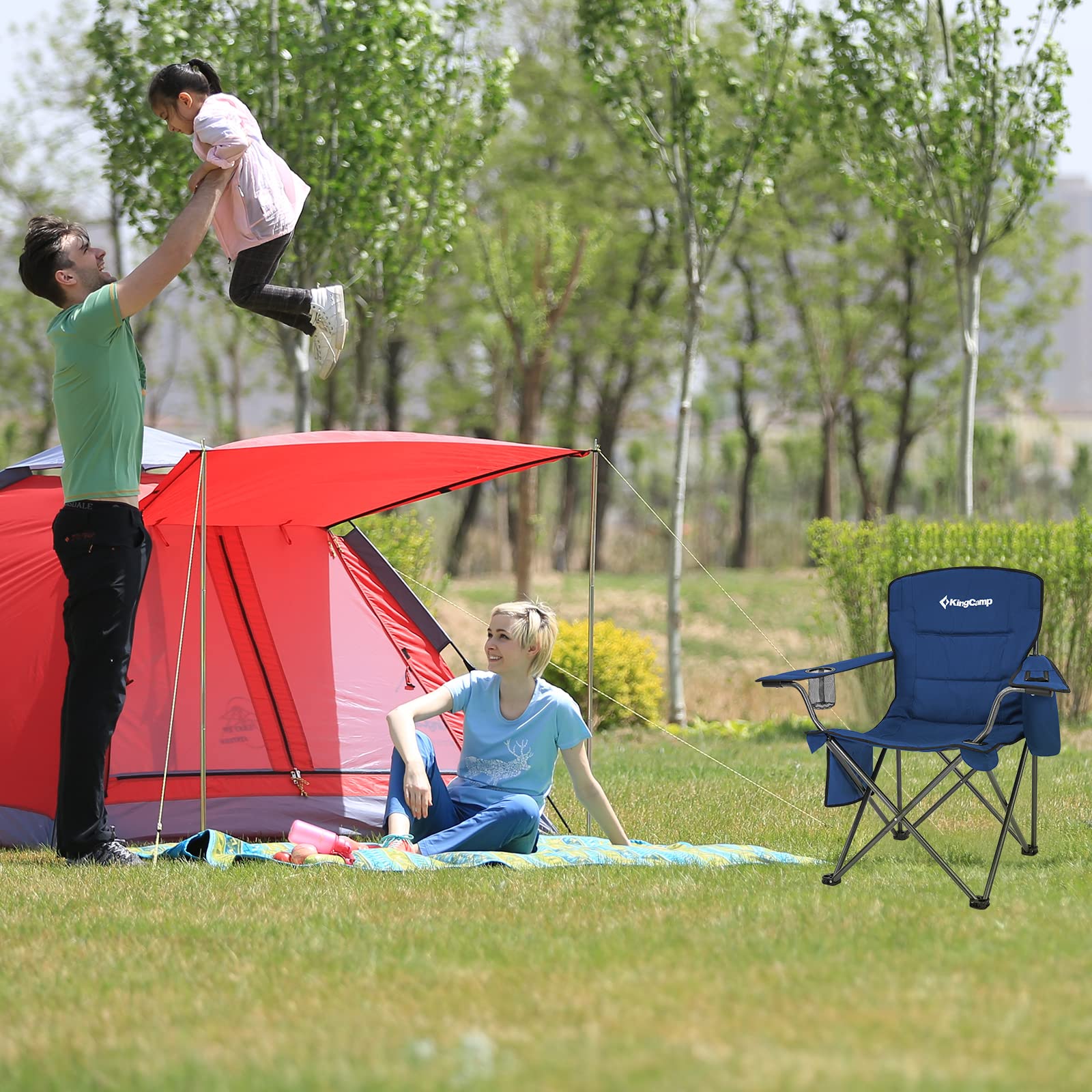 KingCamp chair folded compactly for portable storage.
