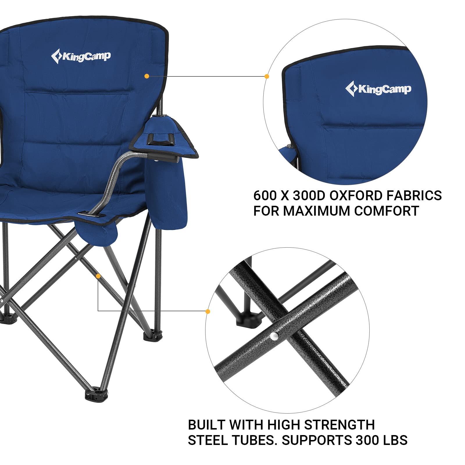 KingCamp chair side mesh pocket stores small essentials within reach.
