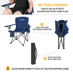 KingCamp chair with sturdy steel frame and non-slip feet for stability on varied ground.