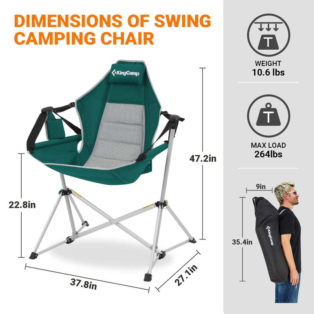 KingCamp green reclined view showing ergonomic design for outdoor lounging