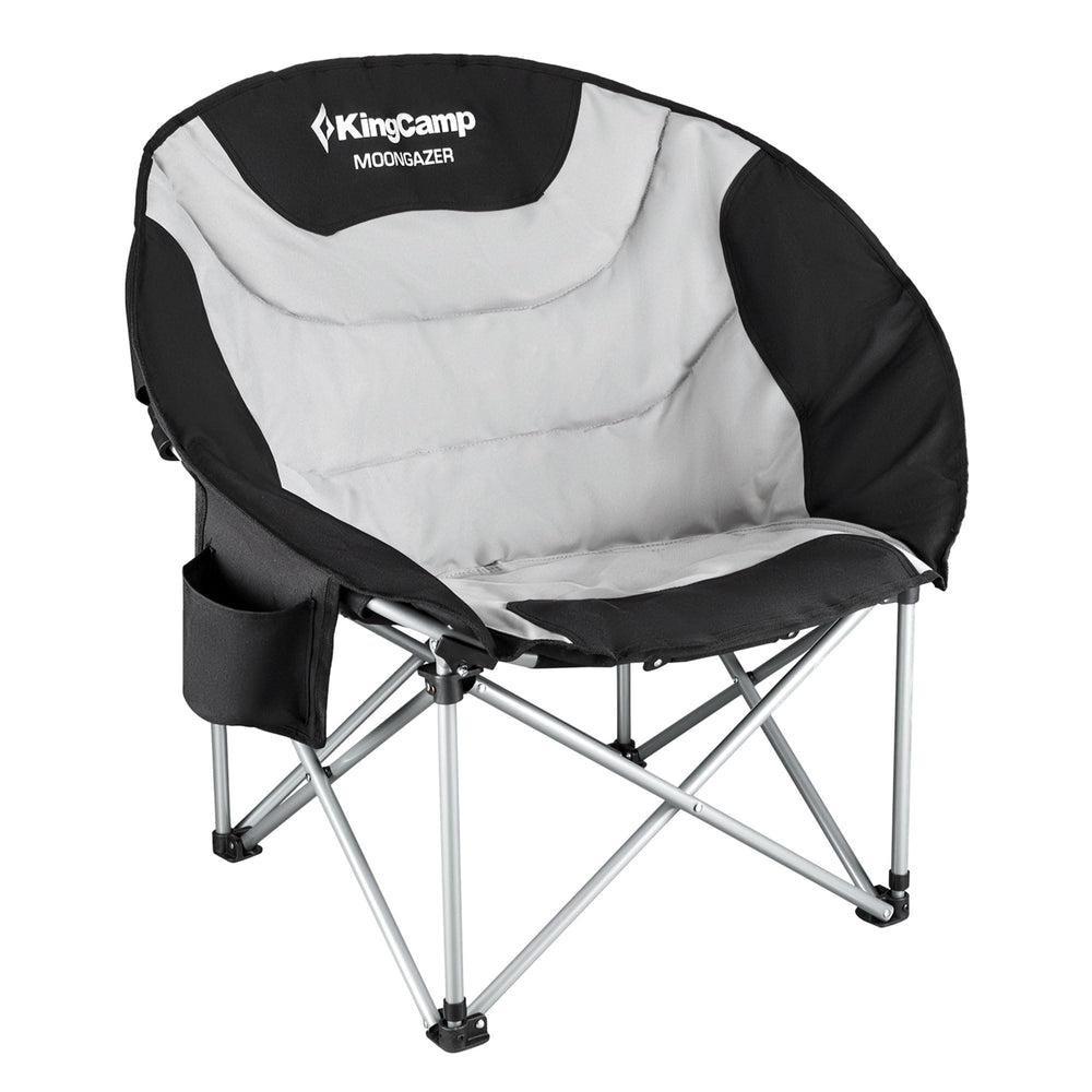 KingCamp moon chair folded compactly for easy storage.