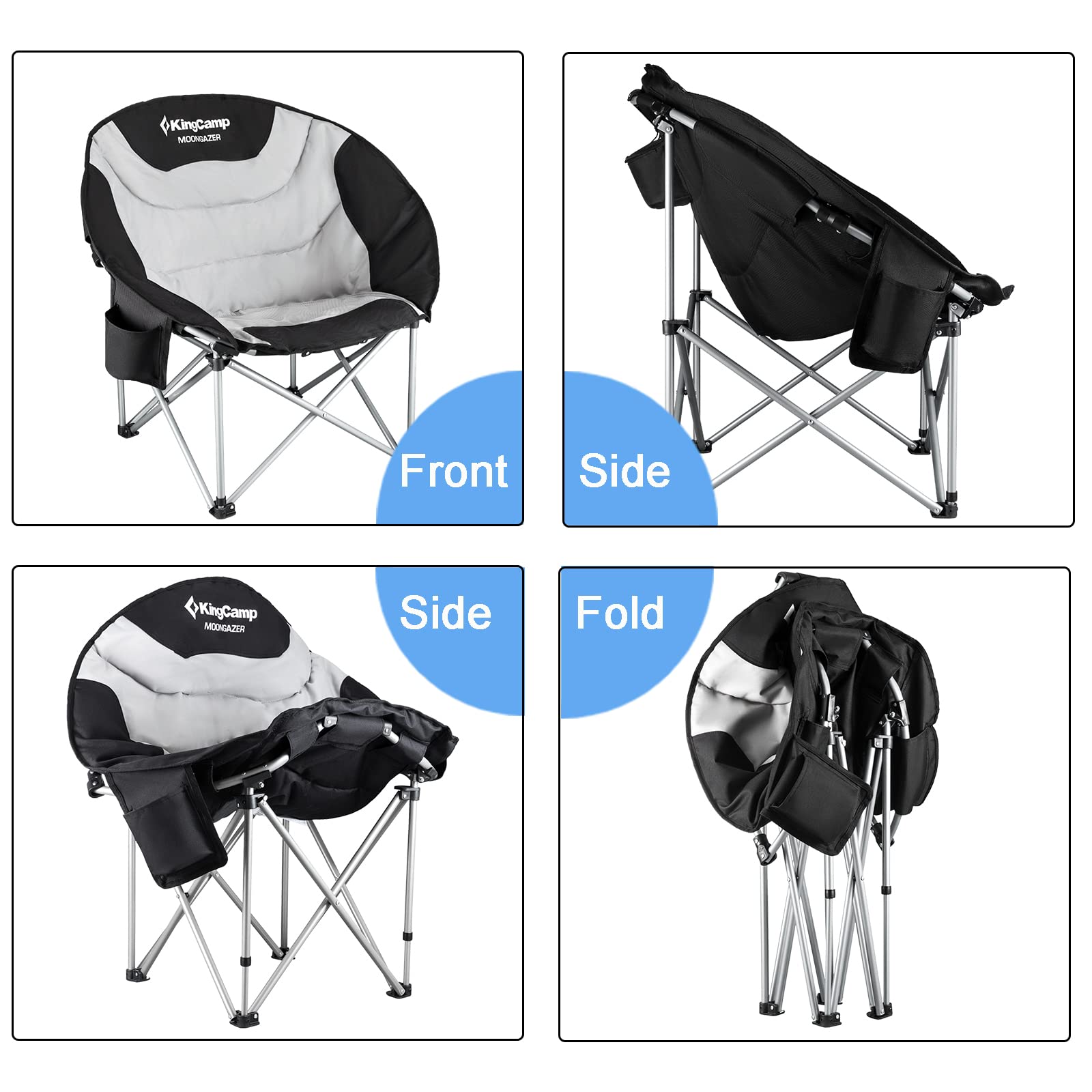 Black KingCamp moon chair complements any outdoor setup.