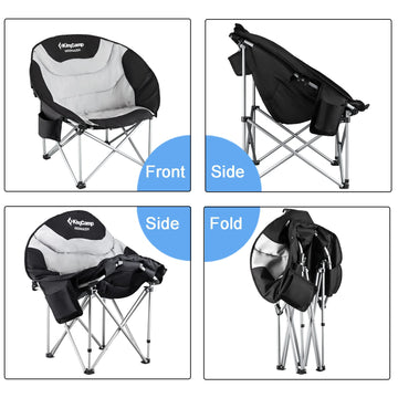 Black KingCamp moon chair complements any outdoor setup.