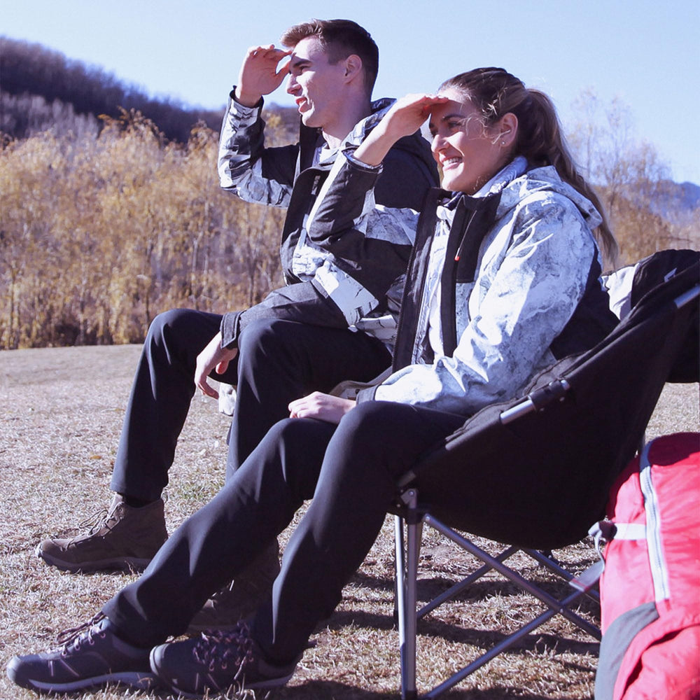 KingCamp moon chair with storage pouch keeps small items within reach.