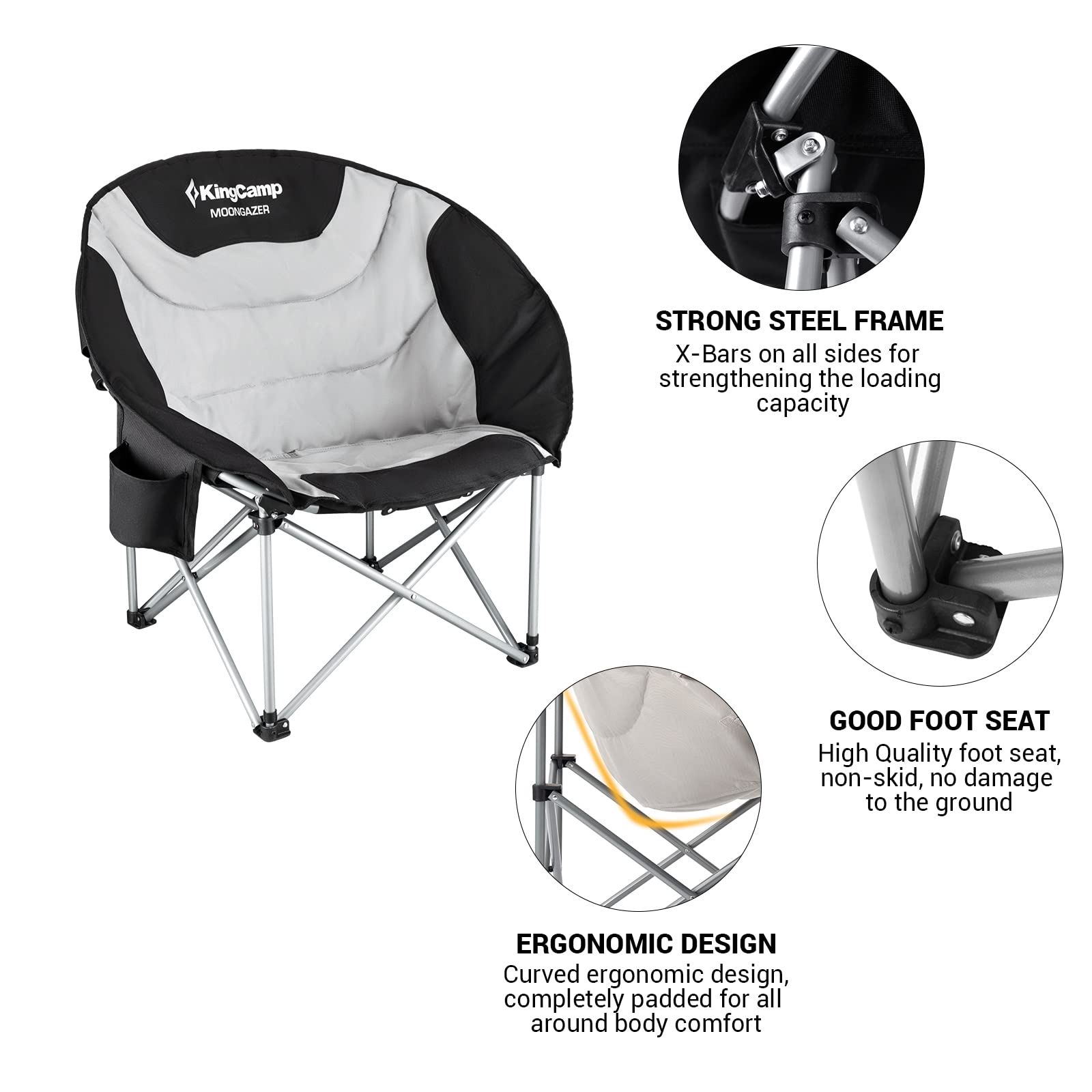 KingCamp chair with wide seat for comfortable lounging.