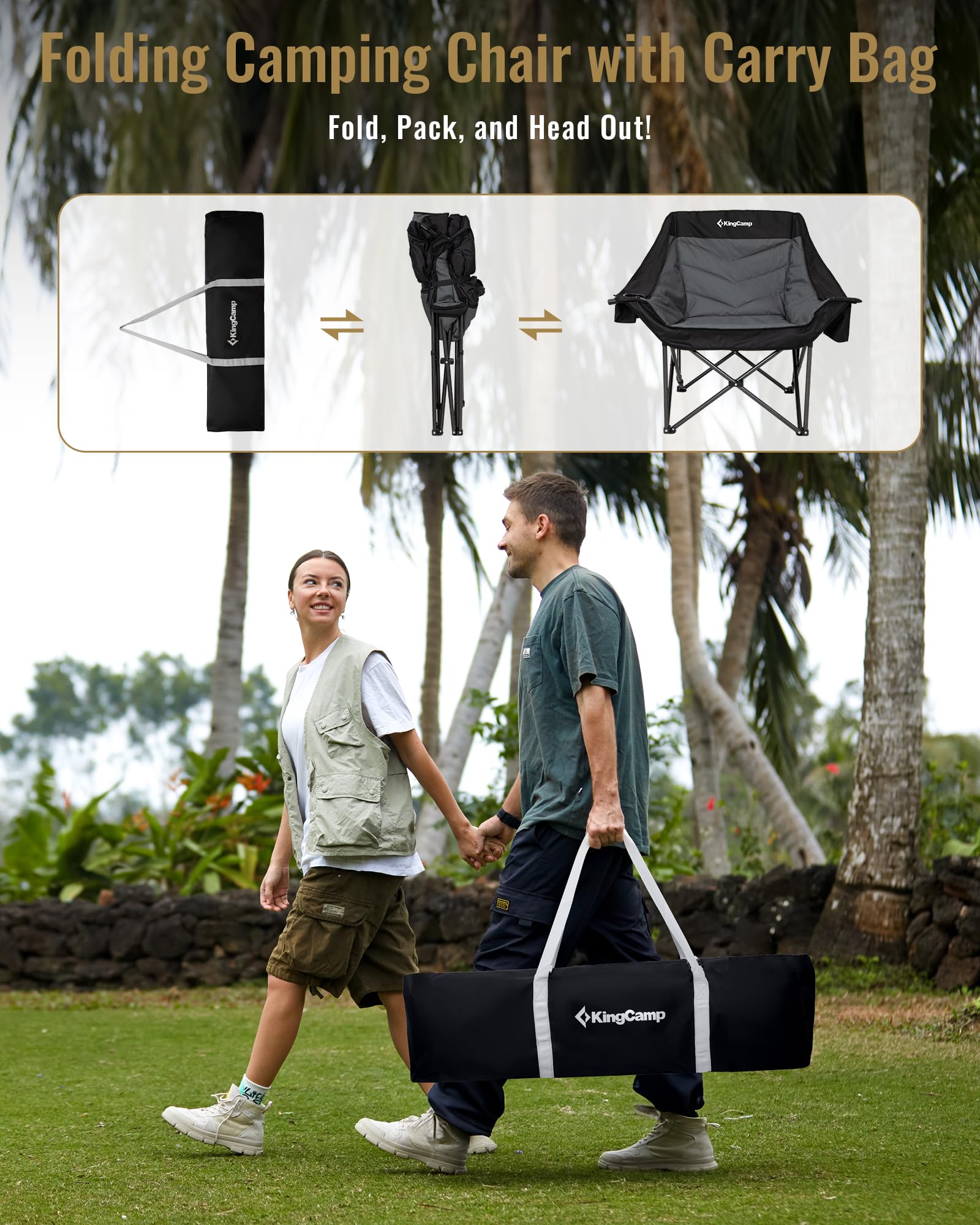 KingCamp ergonomic recline design for easy standing