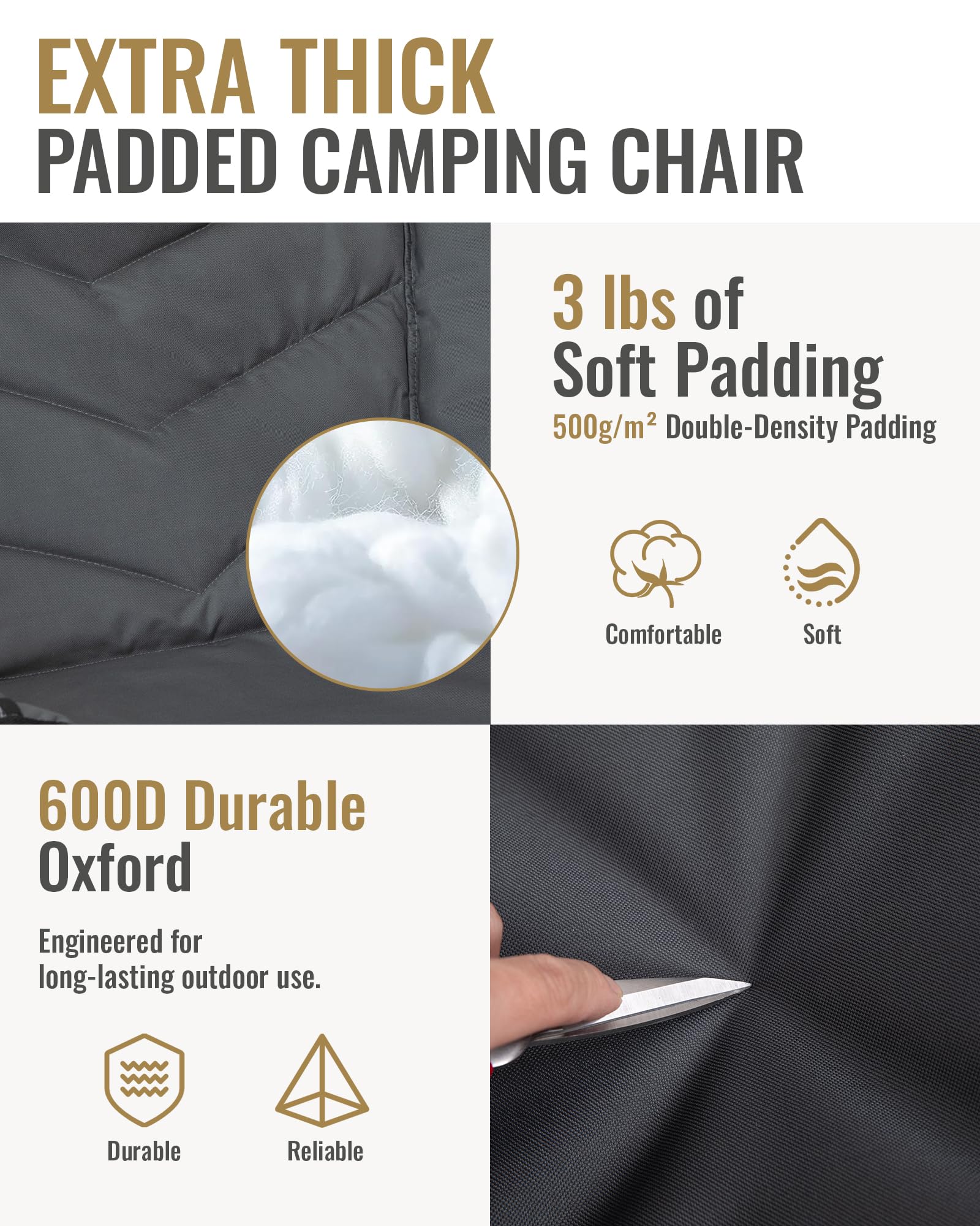 KingCamp folding chair compact 7x7x41 inches with carry bag