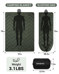 KingCamp packable blanket stores compactly in its stuff sack for travel.