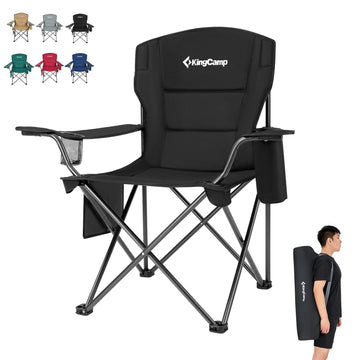 KingCamp padded lounge chair with cupholder for relaxed outdoor seating.