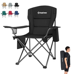 KingCamp padded lounge chair with cupholder for relaxed outdoor seating.