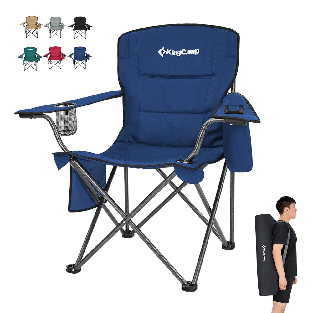 KingCamp padded lounge chair with cupholder keeps drinks within reach during camping trips.