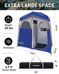 KingCamp shower tent open setup demonstrates quick, easy assembly for travel and beach trips