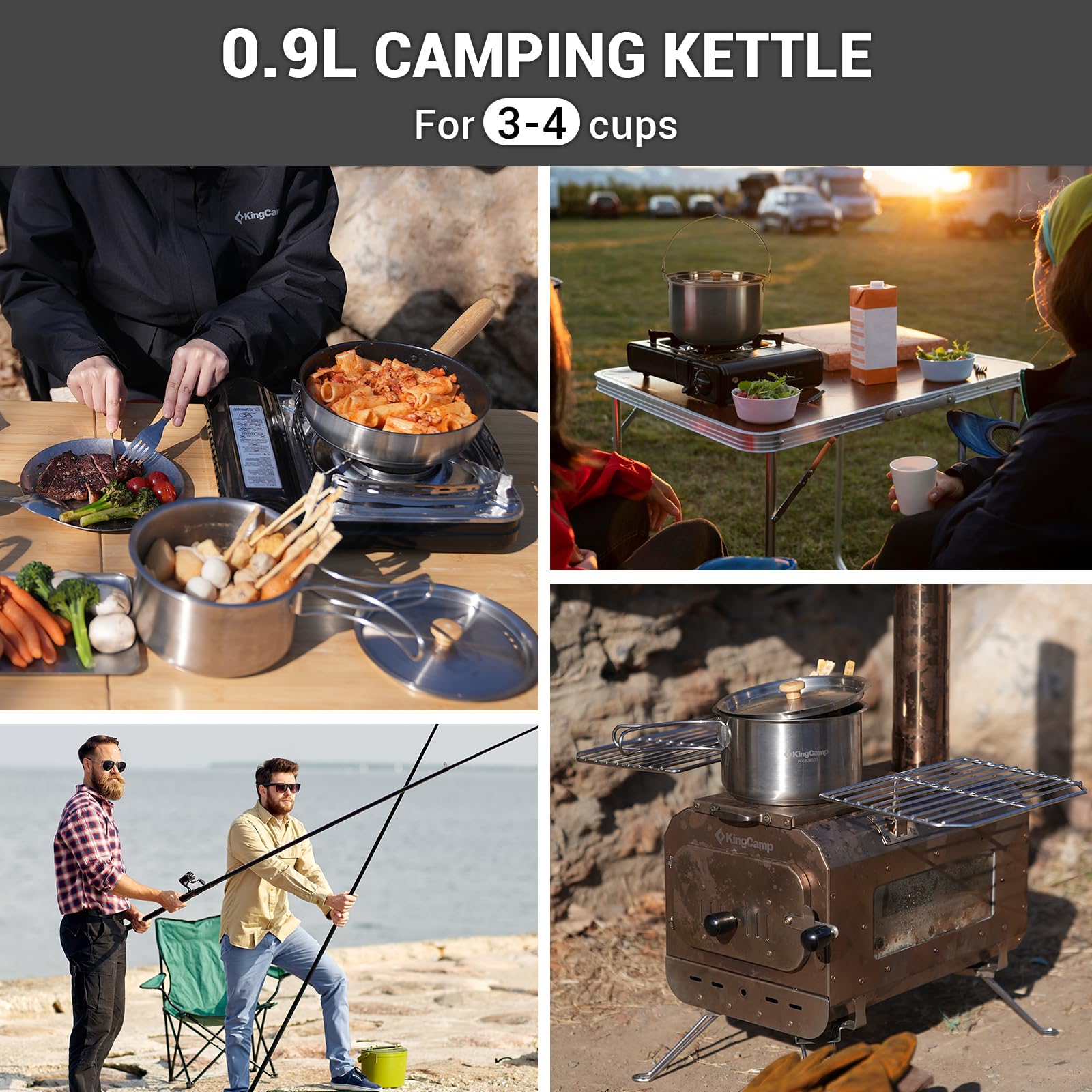 KingCamp portable tote keeps the full set organized for picnics and camping.