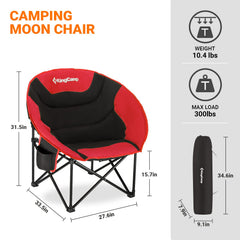 KingCamp saucer chair with cupholder keeps beverages within reach.