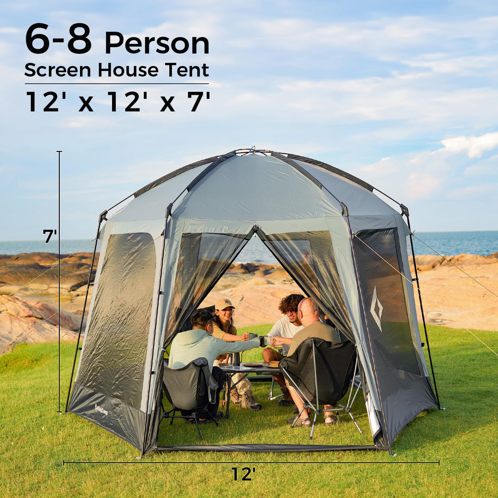 KingCamp screen tent 360 ventilation keeps air moving on warm afternoons.