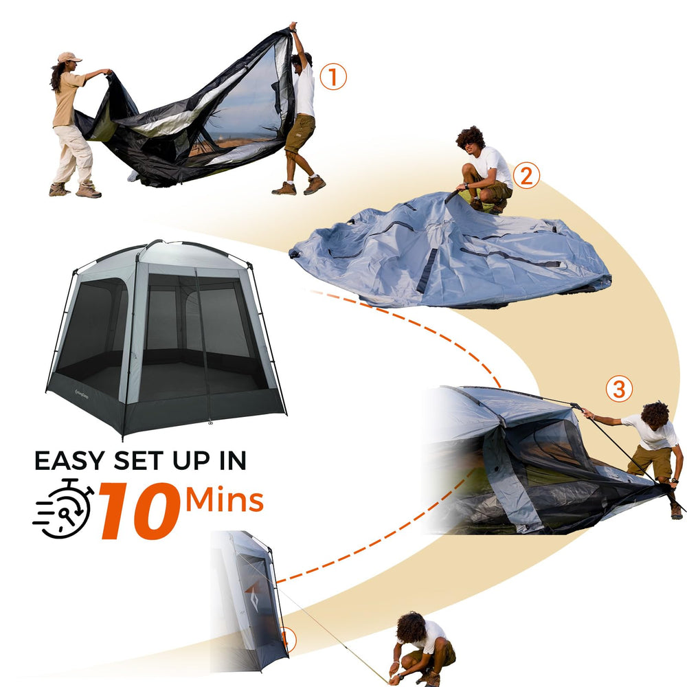 KingCamp screen tent front and back doors enable easy entry and exit.
