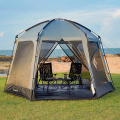 KingCamp screen tent hexagonal design offers roomy interior for family camping.