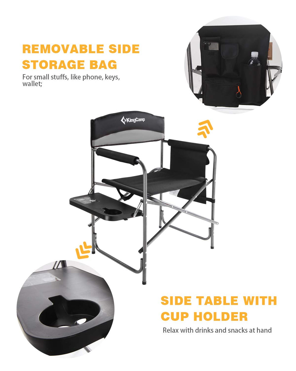 KingCamp seat height 17.7 inches for comfortable seating