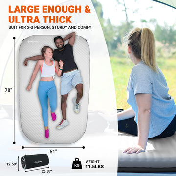 KingCamp self-inflating mattress with foam core for quick campsite setup