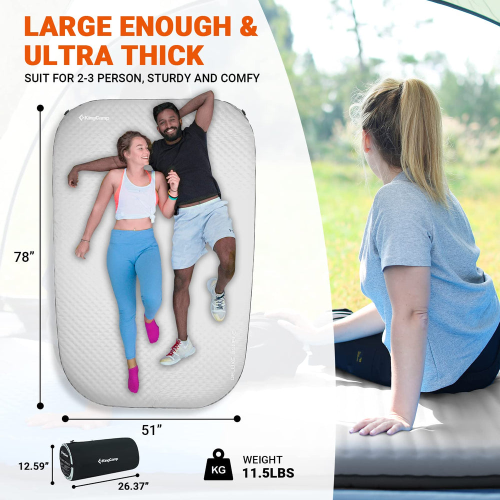 KingCamp self-inflating mattress with foam core for quick campsite setup