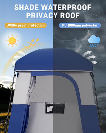 KingCamp shower tent ceiling hook holding shower bag inside