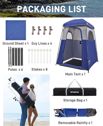 KingCamp shower tent clothesline and external towel pocket