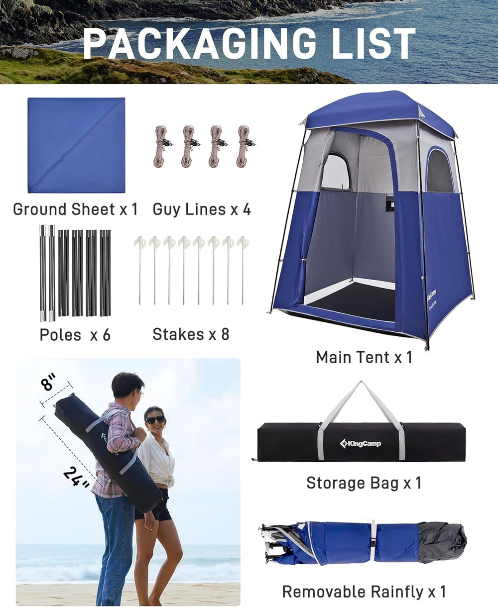 KingCamp shower tent clothesline and external towel pocket