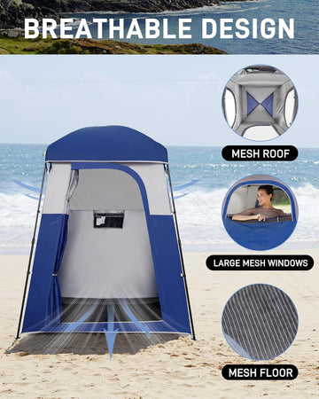 Close up of KingCamp shower tent mesh window for airflow
