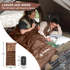 KingCamp sleeping bag with double-filled insulation helps maintain warmth in cool evenings.