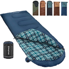 KingCamp sleeping bag navy left rolled compact for backpacking warmth