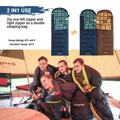 KingCamp sleeping bag navy left soft flannel lining enhances skin comfort