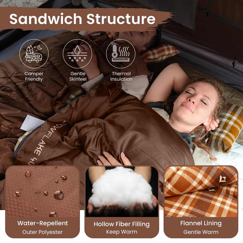 KingCamp XL sleeping bag demonstrates generous dimensions for taller campers up to 6.6 feet.