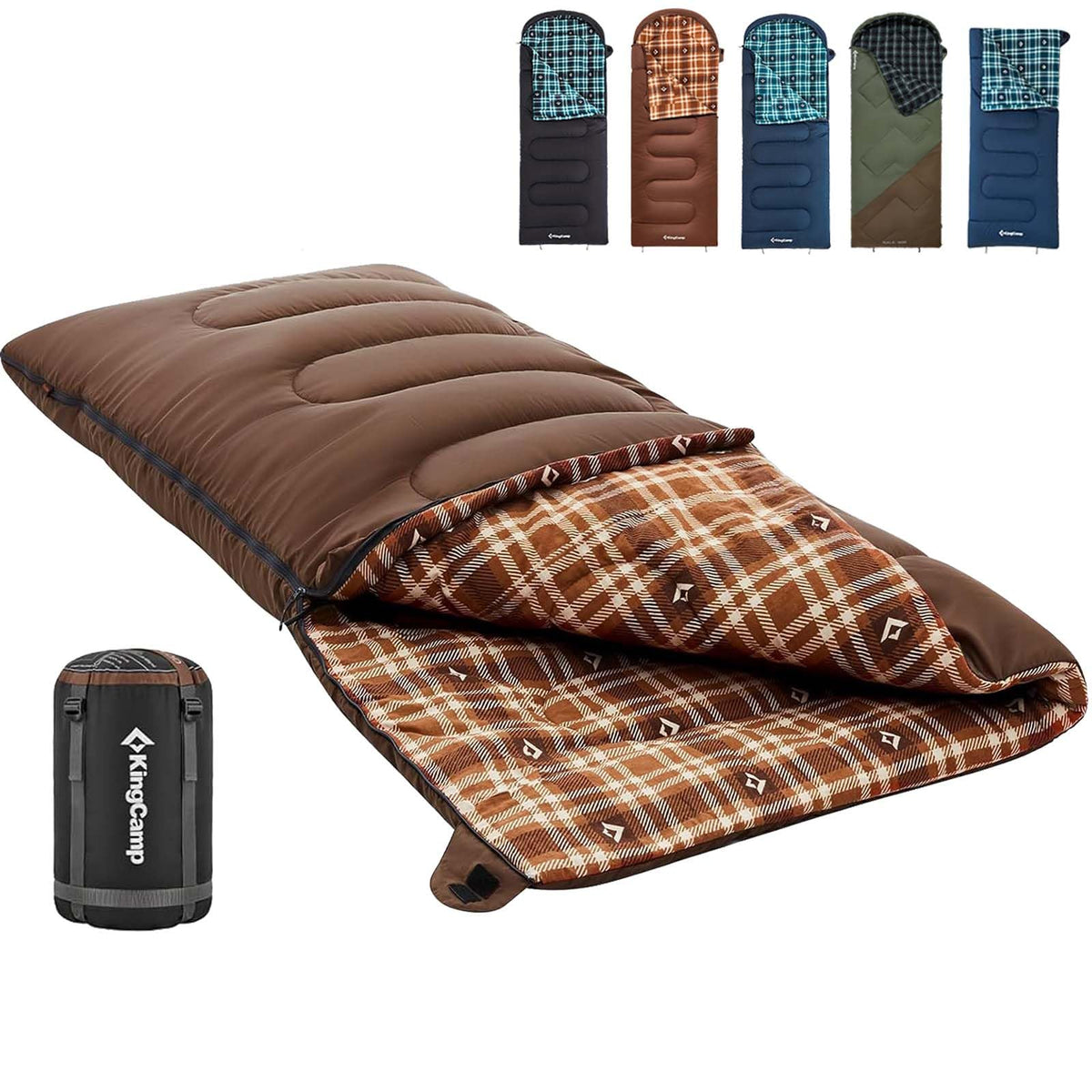KingCamp sleeping bag with plush flannel liner delivers cloud-like comfort for chilly nights.