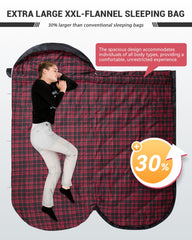 KingCamp XL hooded sleeping bag interior with cotton-flannel lining for soft warmth.