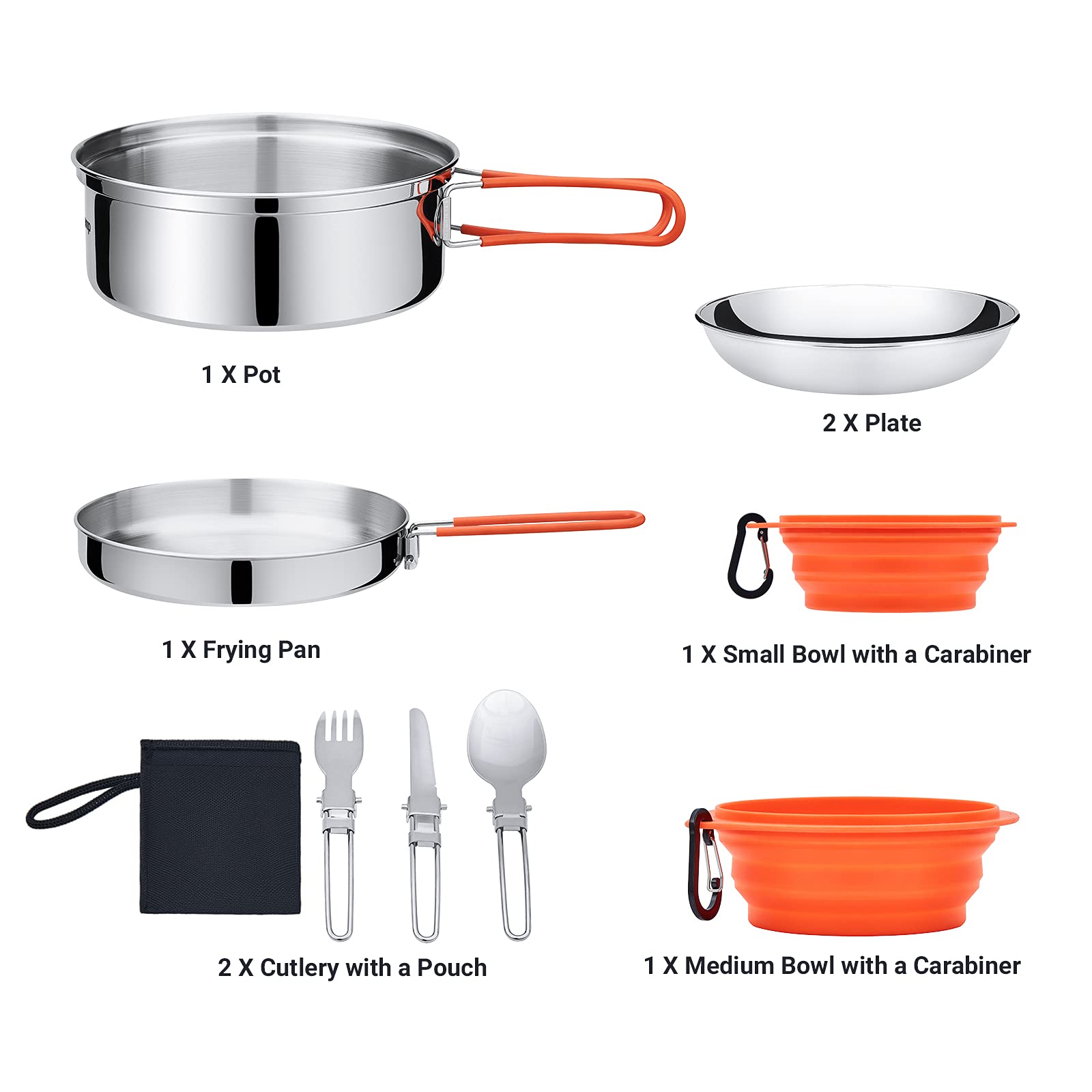 KingCamp stainless-steel cookware plates provide durable dining after a long hike.