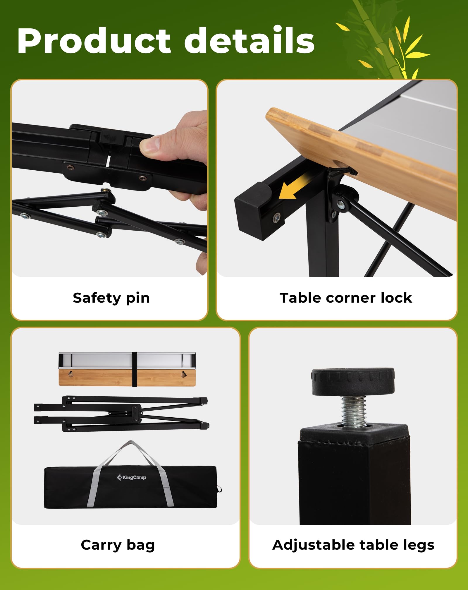 KingCamp folding table seats 4-6 for group outdoor meals.