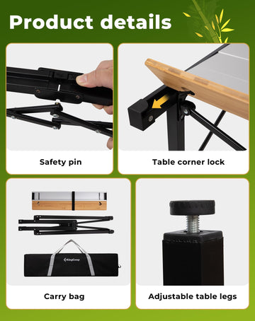 KingCamp folding table seats 4-6 for group outdoor meals.