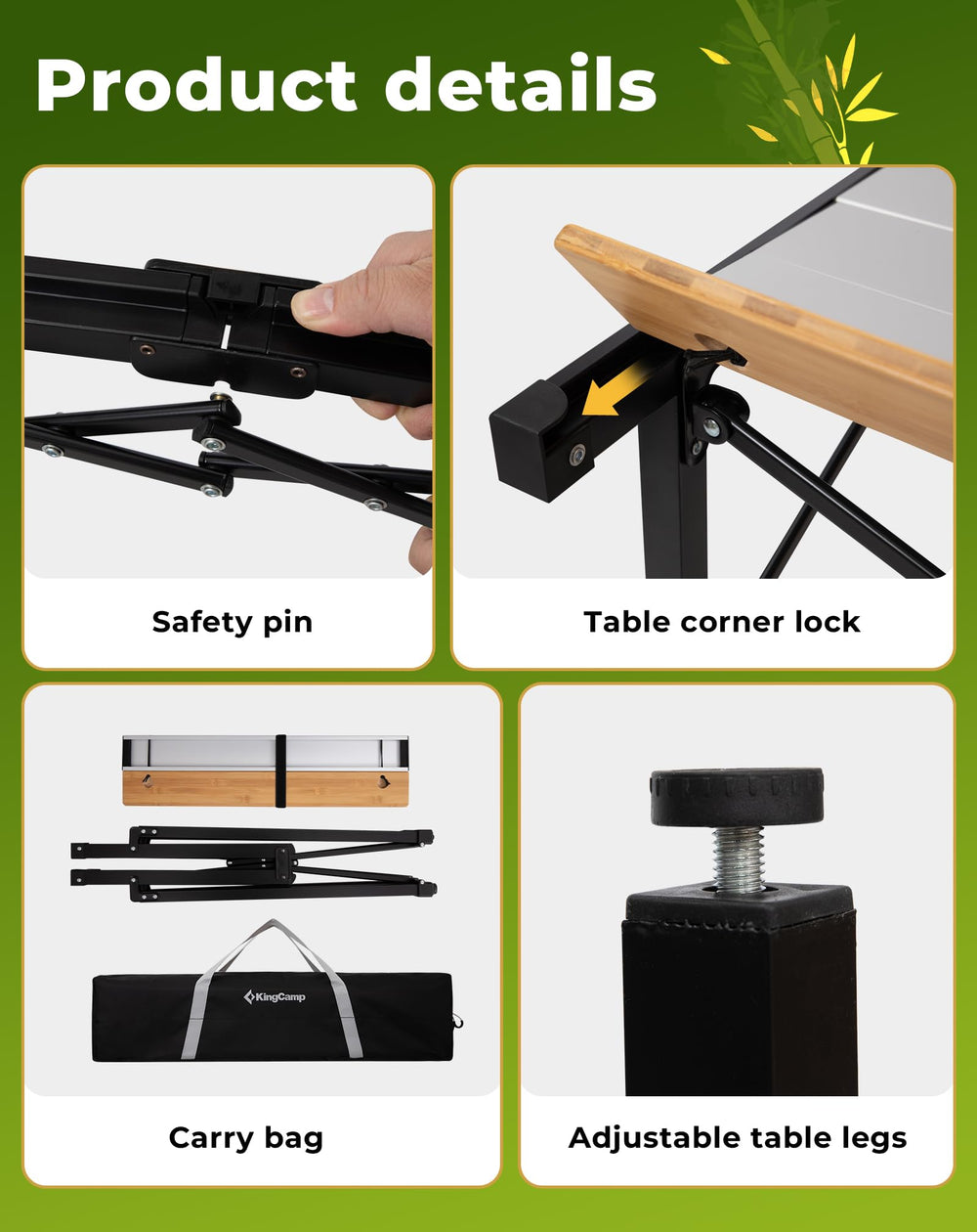 KingCamp folding table seats 4-6 for group outdoor meals.