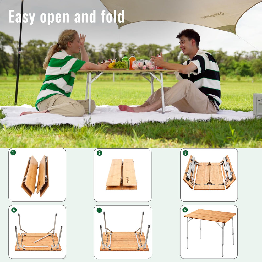 KingCamp outdoor table ready for tailgating, beach, or backyard gatherings.