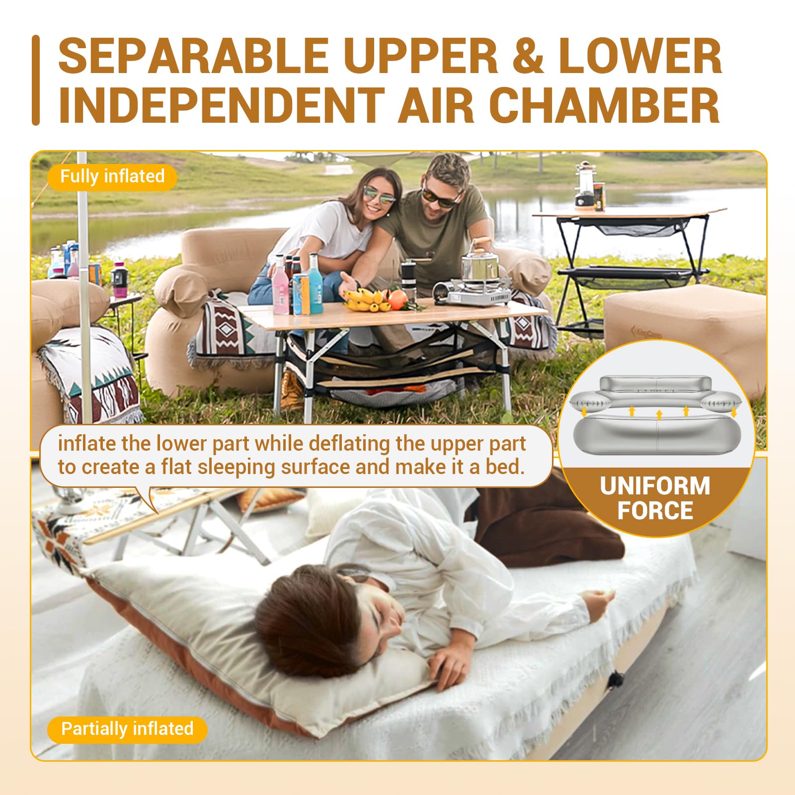 KingCamp tall backrest detail offers ergonomic support during long outdoor rests