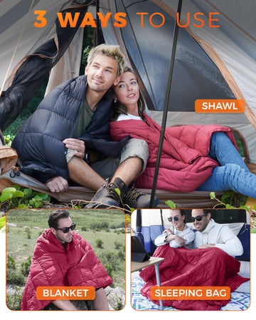 KingCamp two-person-coverage image emphasizes shared warmth outdoors.