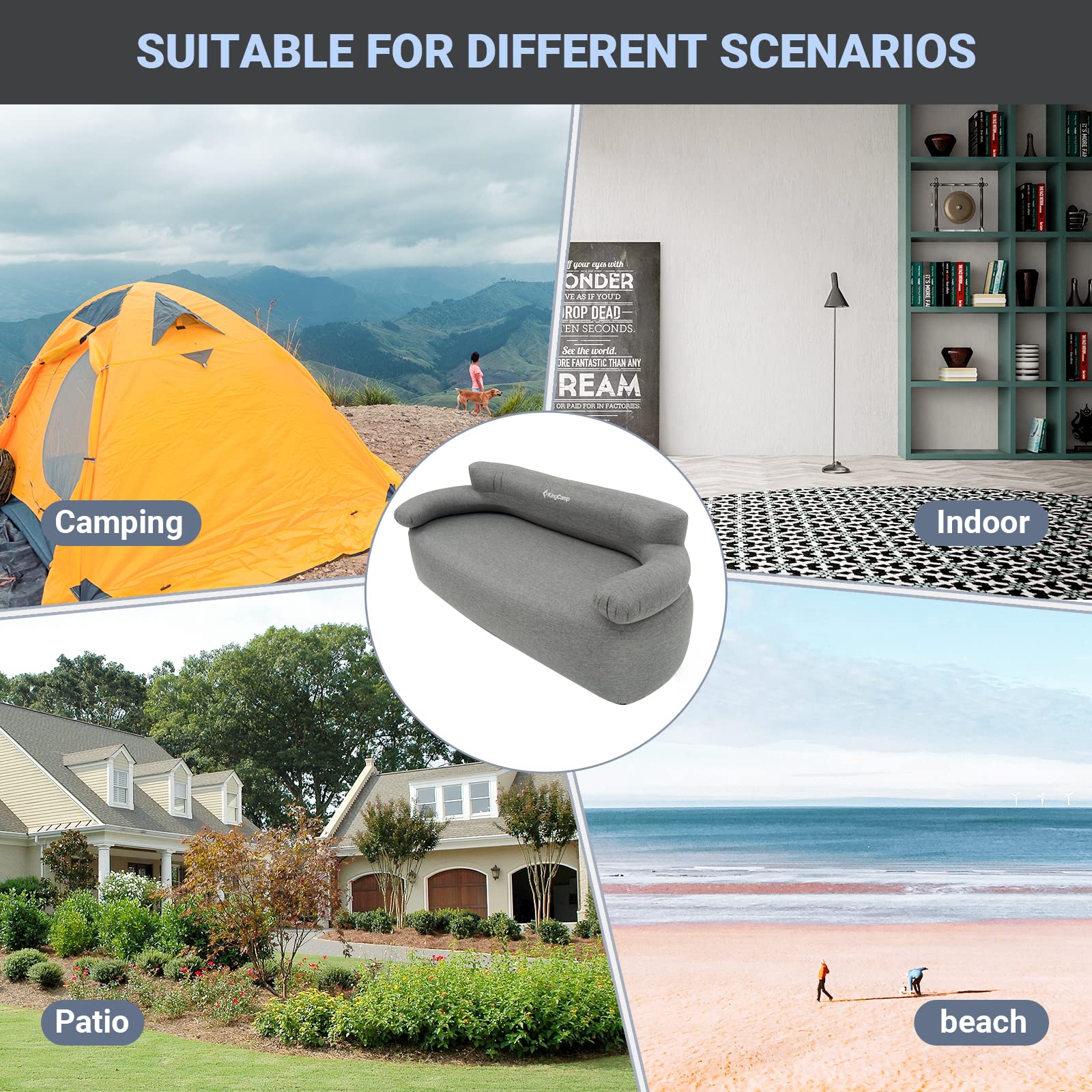 KingCamp two person lounge at beach or festival for outdoor comfort