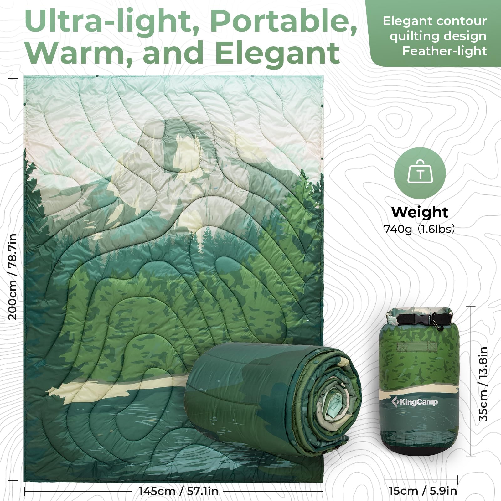 KingCamp ultralight blanket care demonstrates machine washable convenience.